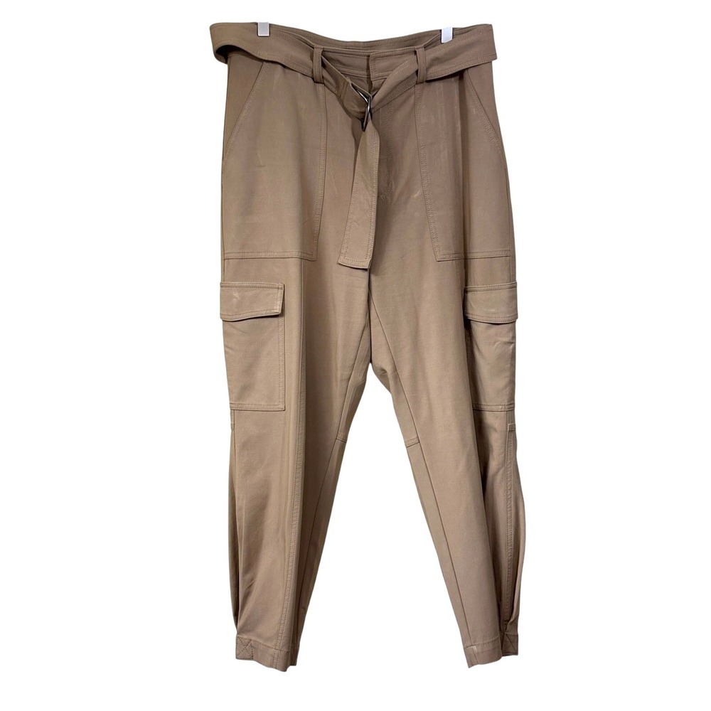 Banana Republic 12 Tan Khaki Belted Cargo Pants High Rise Utility Tapered